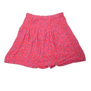 Vintage 90s red and blue ditsy floral rayon mini skirt M